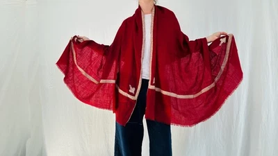 Hand Embroidered Pashmina Shawl. Very Fine Embroidery and SUPER Soft! - Image 1 of 4
