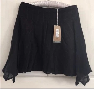 Prana Skirt New Women’s 6 Rhia Black Lined 100% Cotton Handkerchief Hem BOHO - Picture 1 of 6