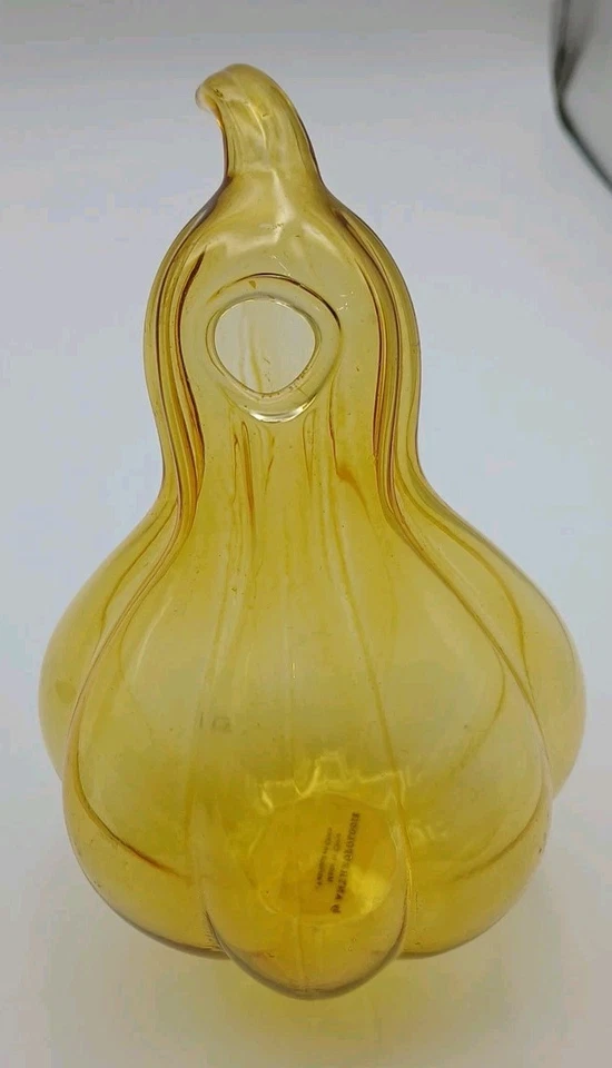 Jarrón de vidrio hueco Anthropologie 6,5" calabaza amarilla ámbar Foto 1 de 4