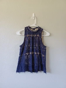 Love Fire Lace Mock Neck Cropped Tank Top Blouse - Picture 1 of 5