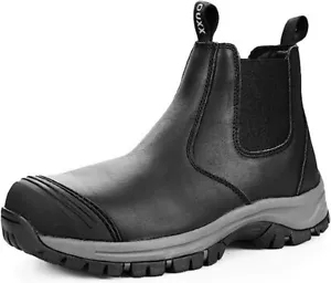 Botas de Trabajo Oxx Negras 14 puntas de acero goma cuero sin cordones zapatos de seguridad NUEVAS SIN ETIQUETAS - Imagen 1 de 4