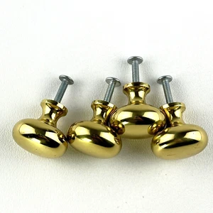 Lote de 4 perillas redondas pulidas para gabinete de latón tiradores de cajón dorado y herrajes para el hogar - Imagen 1 de 5