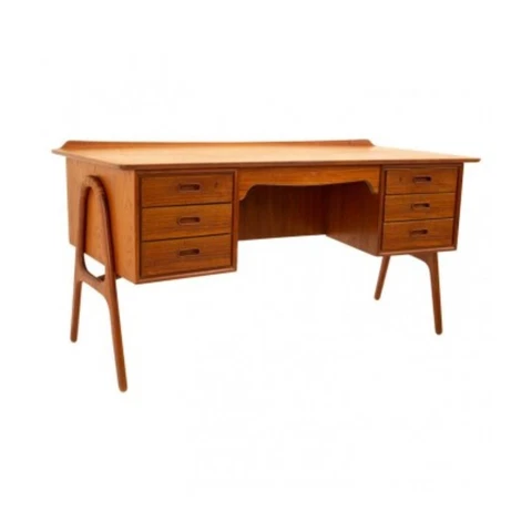 Svend Aage Madsen for Sigurd Hansen Mid Century Curved Front Teak Desk Cover