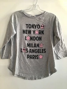 H&M Top Tunica Camicia Pullover Ragazza Grigio Stampa Città 14+ Large XL - Foto 1 di 7