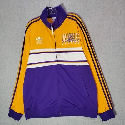 VINTAGE Los Angeles Lakers Men Jacket XL Yellow Logo Trefoil Embroidered READ - Image 1 of 4