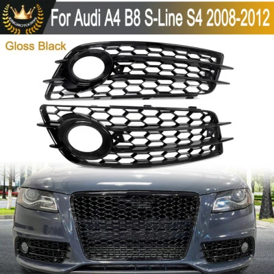 Honeycomb Grill Bezel For 2008-2012 Audi A4 S4 B8 S-Line Fog Light Cover Grille Foto 1 de 4