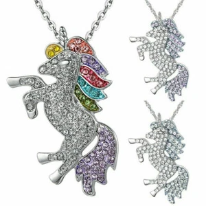 Childrens kids girls Jewellery Silver / Gold UNICORN Necklace Pendant gift Xmas - Picture 1 of 13