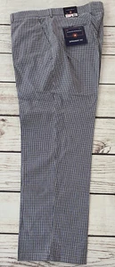 Men’s Long Pants Mini Check Saddlebred Straight Leg Flat Front Size 4OWx30L NWT - Picture 1 of 8