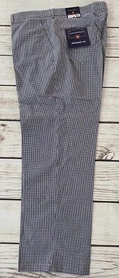 Men’s Long Pants Mini Check Saddlebred Straight Leg Flat Front Size 4OWx30L NWT - Image 1 of 4