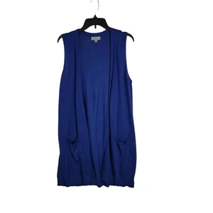 Cardigan donna Joseph A linea lunga taglia L aperto davanti senza maniche tasche maglia blu - Foto 1 di 9
