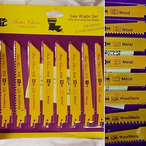 LOT OF 8 ASSORTED RECIPROCATING SAW BLADE WOOD, METAL & WOOD/NAILS SEE PICS TPI - Picture 1 of 11