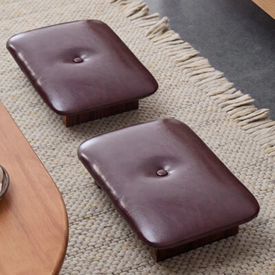 Wood Leather Footstool Footrest Foot Stool Ottoman Pouffe Padded Seat Chair A - Image 1 of 4