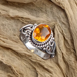 Citrine Gemstone 925 Sterling Silver Ring Handmade Jewelry Ring For Gift - Picture 1 of 3