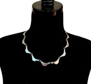 925 Sterling Vintage Chain Necklace 18" 52g Mid Century modern design necklace - Picture 1 of 9