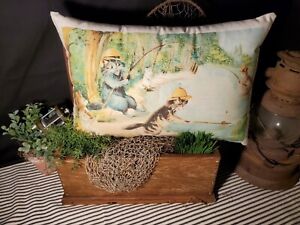 Summer Cats Vintage Retro Style Cottage Fishing Rods Boat Cabin Lake Pc Pillow
