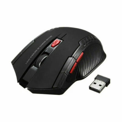 Wireless Gaming Mouse 2.4G Portable Optical Desktop Laptop - 6 Buttons BLACK USA - Image 1 of 4