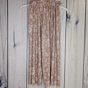 Dot Dot Smile Size 8/10 Tan Daisies Culotte Poly Pants Comfy Elastic Waist - Picture 1 of 5