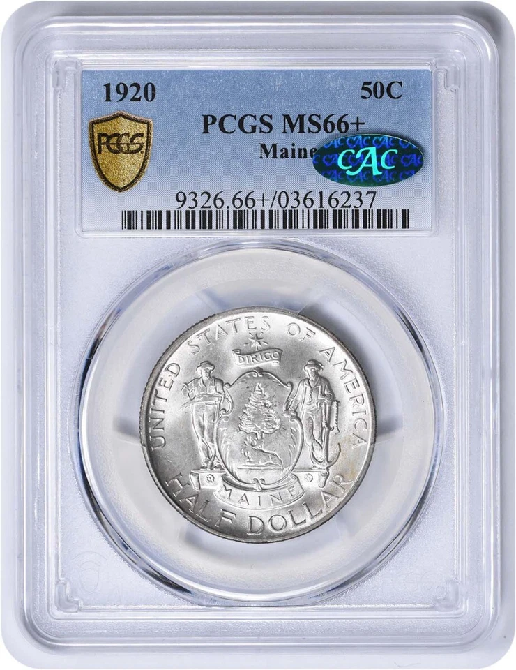 Maine Commemorative Silver Half Dollar 1920 MS66+ PCGS (CAC) - Image 1 of 4