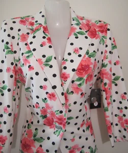 Messini Women's 3/4 Sleeve Open Blazer Jacket Size S White, Coral - Picture 1 of 4