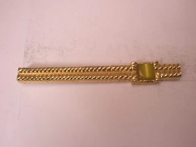 2-9/16" Yellow Cabochon Vintage LARGE Tie Bar Clip quality simple design - Image 1 of 4