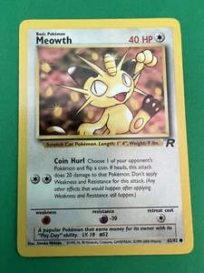 Meowth 62/82 - Team Rocket - Pokemon Card - Unlimited Edition - NM - Picture 1 of 2