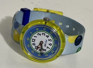 Swiss Made Flik Flak kid Watch Quartz baloon Strap Green translucent Case - Picture 1 of 13