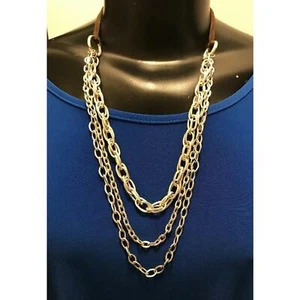 Stufen Silber Kette Kontrast Verschluss 23" Halskette Federverschluss - Bild 1 von 5