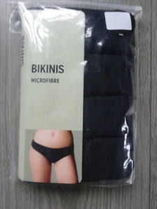 4 PK M&S MARKS & SPENCER BLACK MICROFIBRE BIKINIS STYLE KNICKERS UK SIZE 10 - Picture 1 of 2