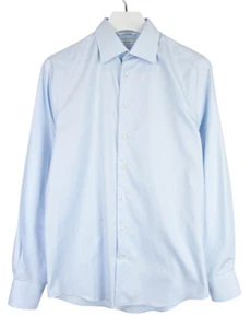 SUITSUPPLY Traveller Slim Fit Formal Shirt Men's 39 / 15 1/2 Blue Spread Collar - Picture 1 of 11
