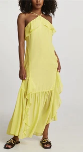 RIVER ISLAND GELB NECKHOLDER MAXIKLEID GRÖßE UK12 EU38 - Bild 1 von 5