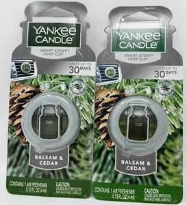 2x Yankee Candle BALSAM & CEDAR Smart Scent Vent Clip Car Air Freshener - Picture 1 of 3