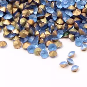 Lotto (1100) ss8 2,4mm strass vetro blu zaffiro ceco vintage - Foto 1 di 2