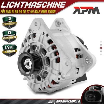 Lichtmaschine Generator 120A für AUDI A2 A3 A4 A6 VW Golf Passat Polo Seat Ibiza - Bild 1 von 4