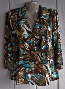Mujer 14 R&M Richards Manga 3/4 Cruzado Cuello en V Elástico Peplum Top Busto 40" - Imagen 1 de 8