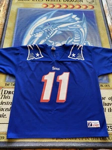 Vintage New England Patriot Jersey Mens XL USA Blue Logo 7 #11 Drew Bledsoe NFL - Picture 1 of 8