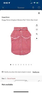 Hundebekleidung Doggy Parton rot Gingham Shirt mit Paspel Größe L Rückenlänge 18-21 - Bild 1 von 5