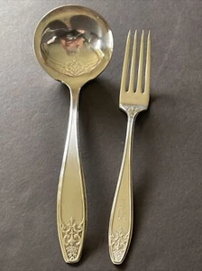 VTG WM ROGERS & SON AA LADY DORIS 1929 Silverplated Ladle & Dinner Fork - Picture 1 of 9