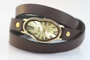 Fluid Wavy Softwatch Salvador Dali Melting Time Watch Ladies Leather wrap watch - Picture 1 of 12