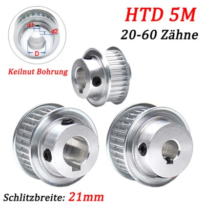 MARKENLOS HTD 5M Zahnriemenscheibe BF-typ Keilnut Bohrung, 20-60 Zähne für 20mm Breite,CNC