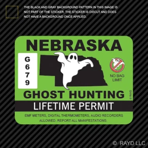 Nebraska Ghost Hunting Permit Sticker Self Adhesive Decal Paranormal Hunter NE - Imagen 1 de 1