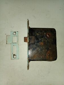  Vintage Metal Door Mortise Lock And Catch Striker Plate  Antique 