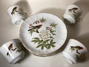 Shafford Japan Chinese Garden 8” Dessert Salad Snack Plate & Saucer Set of 4 - Picture 1 of 18