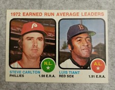 1973 TOPPS 65 EARNED RUN AVERAGE LEADERS STEVE CARLTON LUIS TIANT   NM