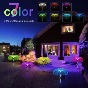 2x Outdoor Solar Power Garden Lights LED 7Color Changing Stake Jellyfish Light - Picture 1 of 16