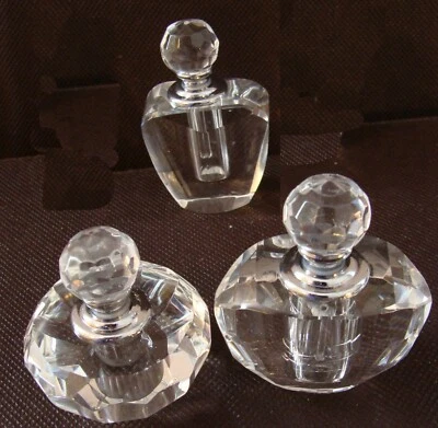 3 Vintage Designs, Glass Perfume Bottle, 3" Tall, Gift Collectible, Reusable - Image 1 of 4