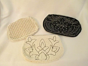 VTG LOT OF 3 BEADED PURSES, 2 WHITE AND 1 BLACK, FRANCE, BELGIUM, CZECHOSLOVAKIA - Picture 1 of 15