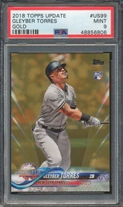 PSA 9 2018 Topps Update GLEYBER TORRES Gold/2018 Rookie RC #US99 Yankees NEUWERTIG - Bild 1 von 3