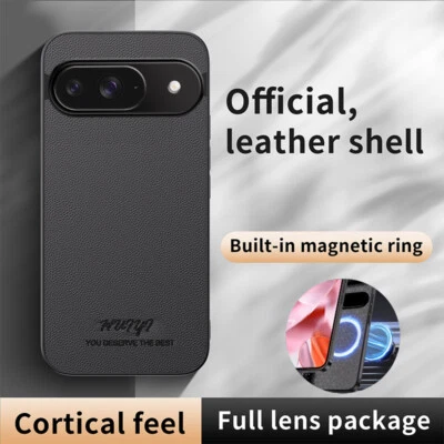 For Google Pixel 9 Pro 5G, Luxury Retro Leather Soft Rubber Magnetic Case Cover - Image 1 of 4