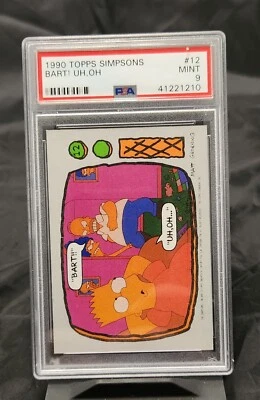 #12 Bart! Uh, Oh - 1990 Topps Simspons PSA Graded 9 MINT - Image 1 of 2