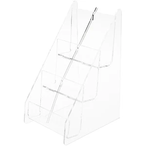 Plymor Clear Acrylic 6-Pocket Business Card Holder, 4" H x 4.5" W x 5.25" D - Picture 1 of 1